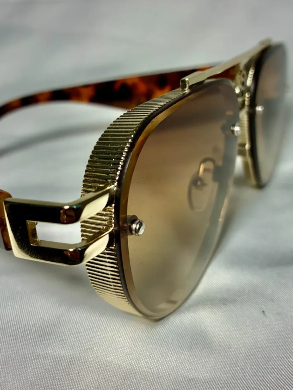 Maybach Gold Aviator Sunglasses Tortoiseshell Temples Made in Italy
